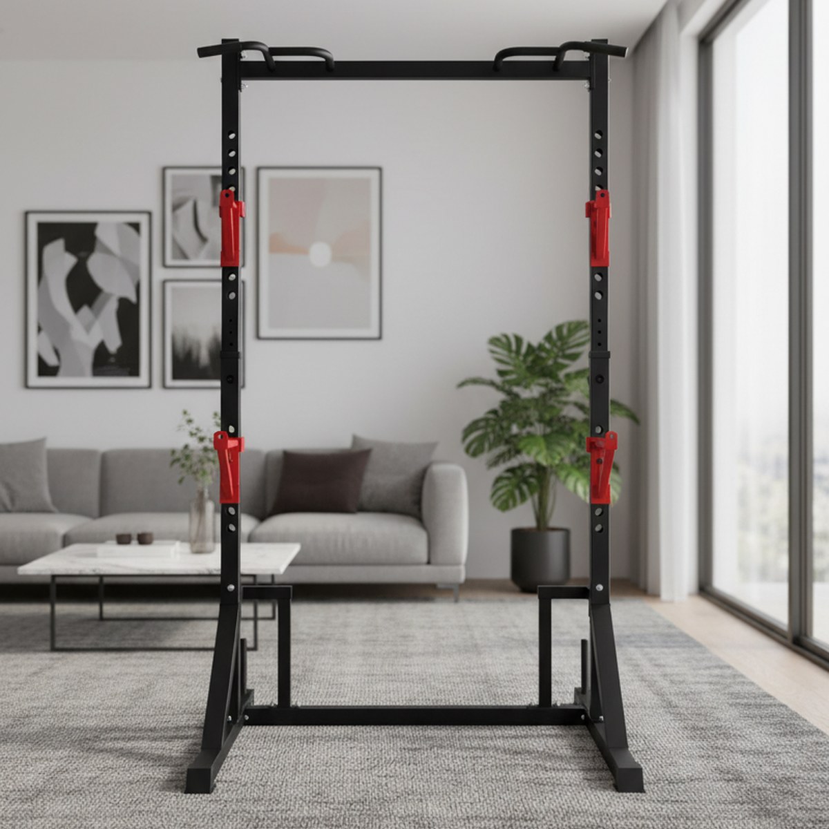 Heavy Equipment In - Rack de fuerza ajustable con barra