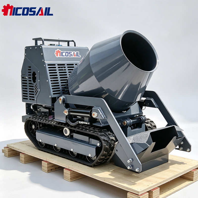 Concrete Mixer Machine - Minicargadora mezcladora de hormigón sobre orugas